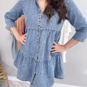 Denim Button-Down Dress